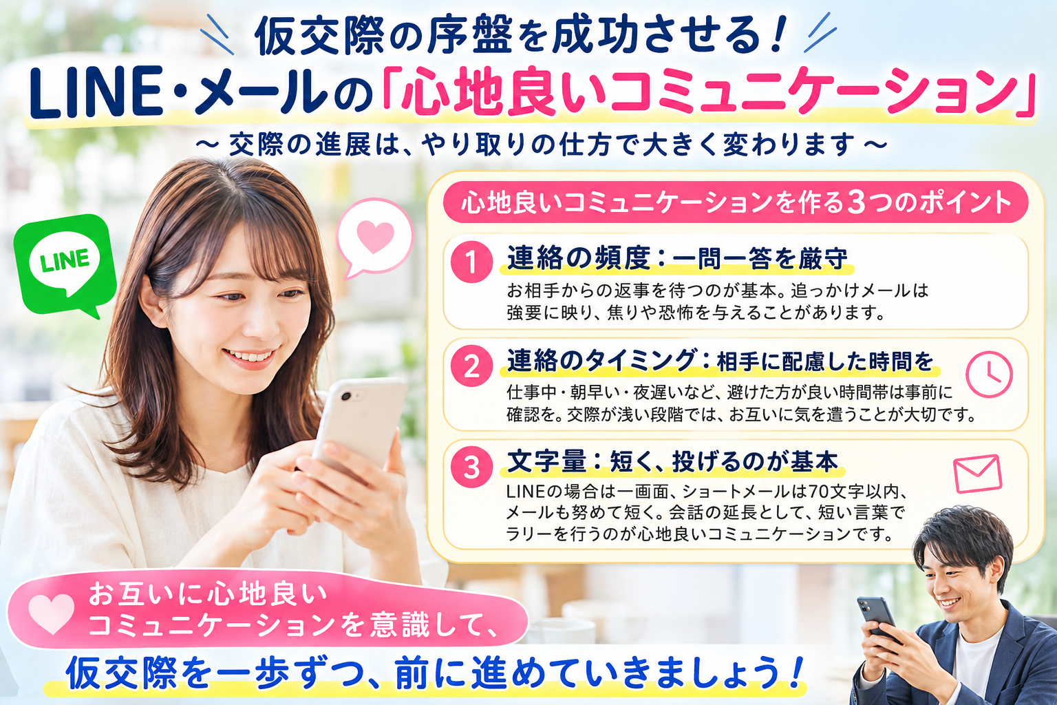 仮交際のLINEはどうする?交際を進展させる「心地良いコミュニケーション」のコツ