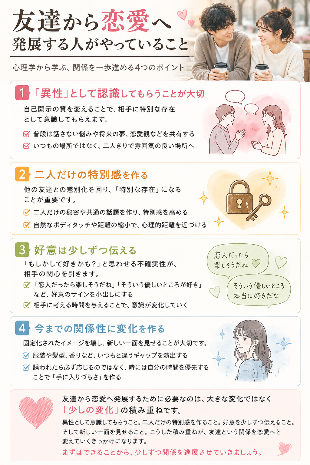 友達から恋人になる人の特徴とは？関係を変える4つのコツ